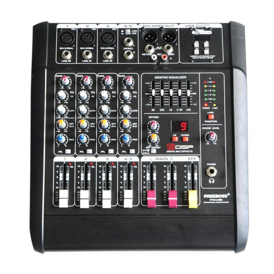 Freeboss PT5-USB 5 Channels Powered Audio Mixer DJ Equipment