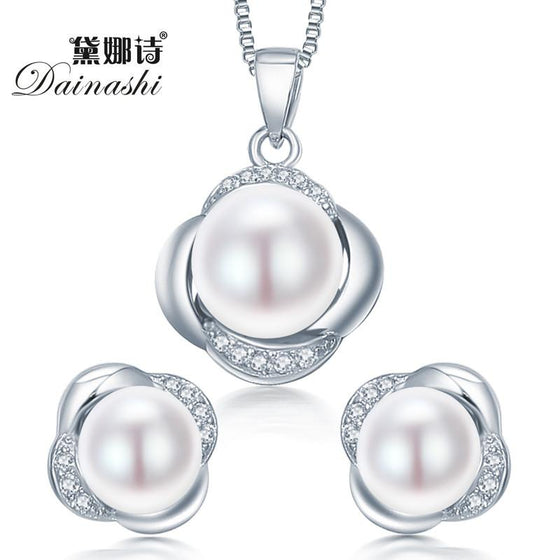 Dainashi 925 sterling silver jewelry set earring/necklace pearl jewelry for women sterling-silver-jewelry sets with gift box