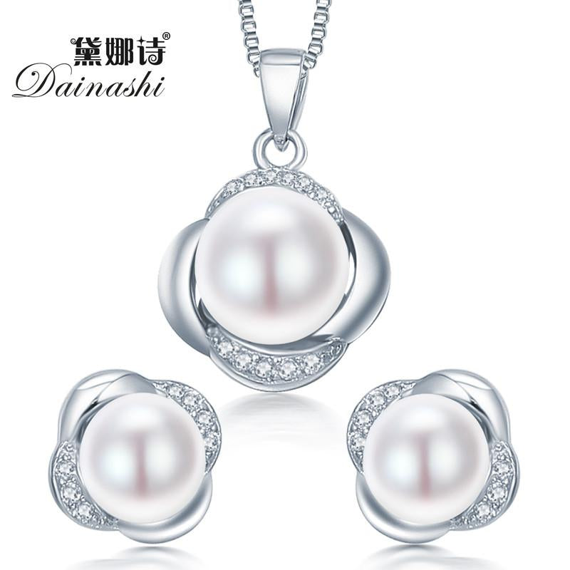 Dainashi 925 sterling silver jewelry set earring/necklace pearl jewelry for women sterling-silver-jewelry sets with gift box