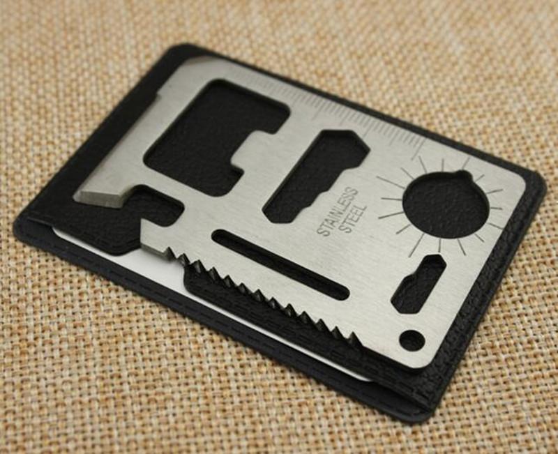 Multi Tools 11 in 1 Multifunction Outdoor Hunting Survival Camping Pocket Military Credit Card Knife Silver