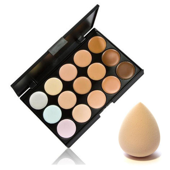 15 Colors Contour Palette Face Cream  & Sponge