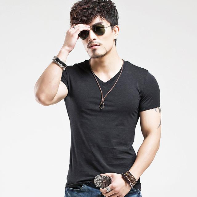 cotton v neck short sleeve t shirt