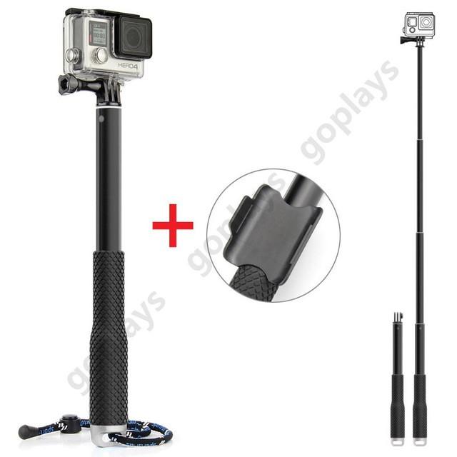 Go Pro Accessories 37'' Extendable Handheld POV Pole Telescopic Monopod Stick w/ Wifi Remote Holder Clip for GoPro Hero 5 4 3+ 3