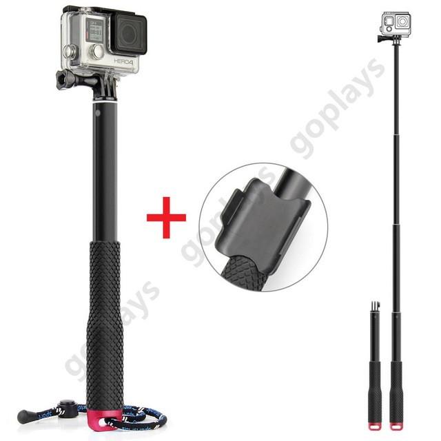 Go Pro Accessories 37'' Extendable Handheld POV Pole Telescopic Monopod Stick w/ Wifi Remote Holder Clip for GoPro Hero 5 4 3+ 3