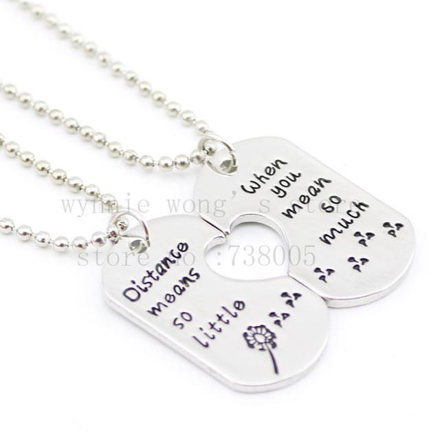 2016 Long Distance Relationship Jewelry"Distance means so little when you mean so much"Necklace Dandelion Jewelry His& Her Gifts