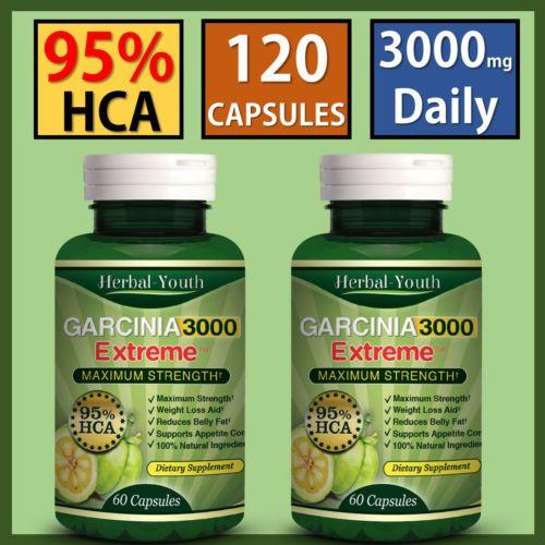 2 x BOTTLES - 3000mg Daily GARCINIA CAMBOGIA - 95% HCA Capsules Weight Loss slim