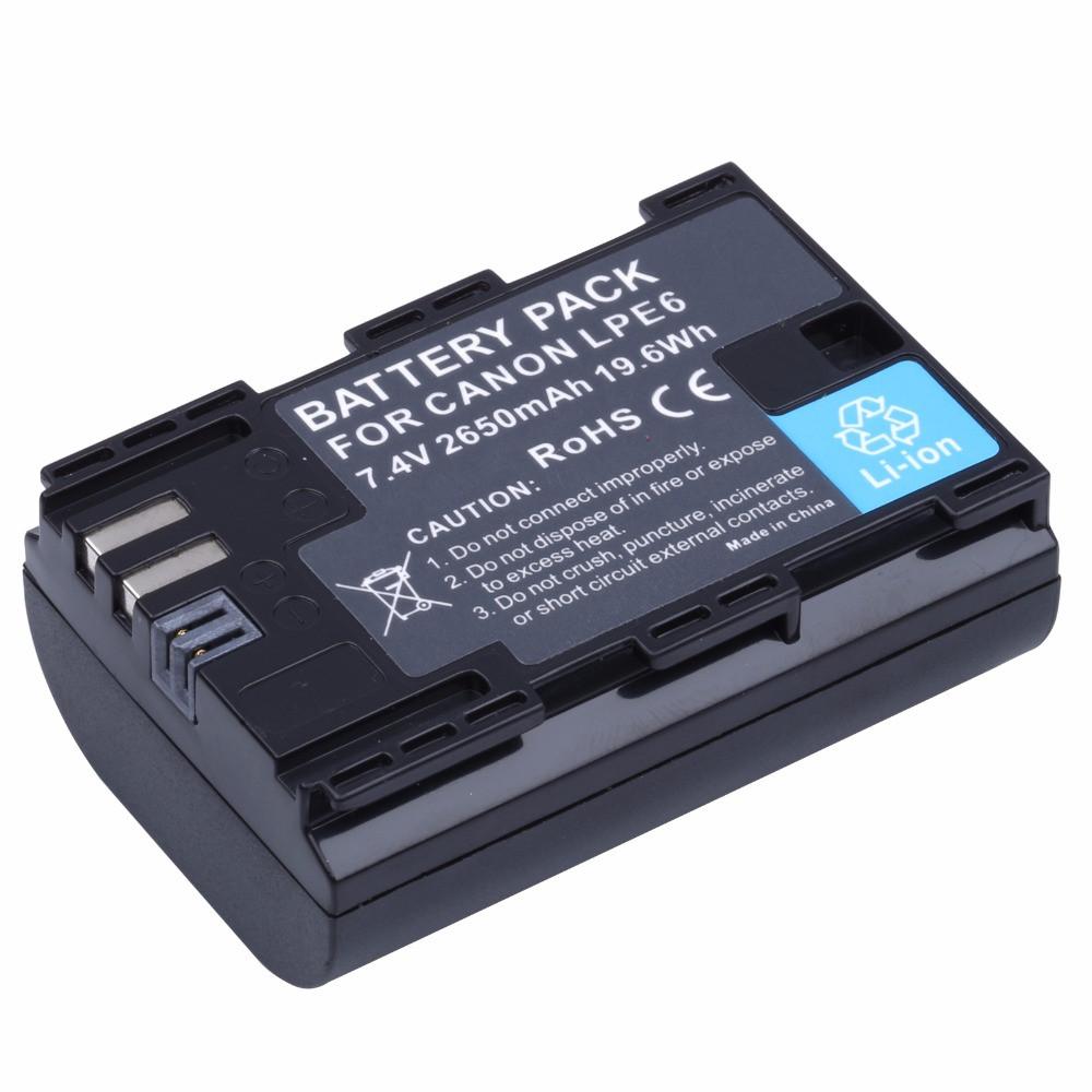 PROBTY 1PCS 2650mAh LP-E6 LP E6 LPE6 Camera Battery For Canon EOS 5DS R 5D Mark II Mark III 6D 7D 60D 60Da 70D 80D DSLR EOS 5DS