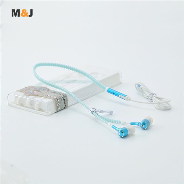 Glowing Earphone Luminous Light Metal Zipper Earbuds Glow In The Dark For Iphone Samsung Xiaomi MP3 With Mic