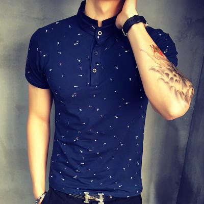 Guitar Print Stand Collar T-shirts