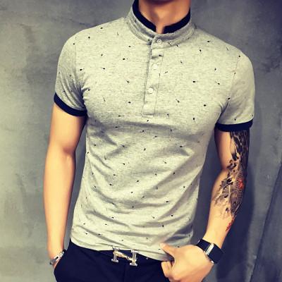 Guitar Print Stand Collar T-shirts