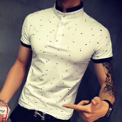 Guitar Print Stand Collar T-shirts