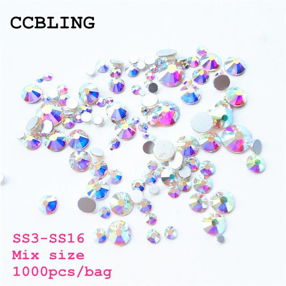 1000PCS/Pack Crystal Clear  Rhinestones
