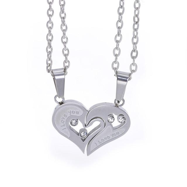 2pcs Matching Lovers' Relationship Stainless Steel Pendant Necklaces For Valentine's Couple Puzzle Necklace Gift For Girlfriend