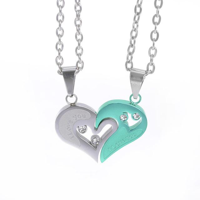 2pcs Matching Lovers' Relationship Stainless Steel Pendant Necklaces For Valentine's Couple Puzzle Necklace Gift For Girlfriend