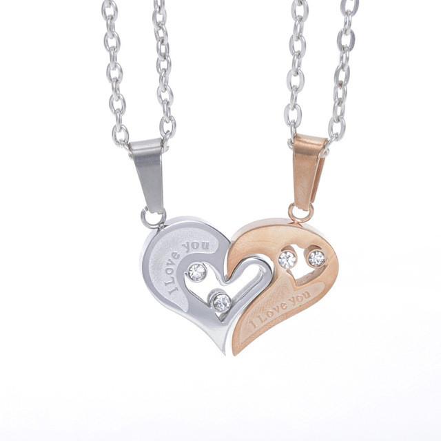2pcs Matching Lovers' Relationship Stainless Steel Pendant Necklaces For Valentine's Couple Puzzle Necklace Gift For Girlfriend