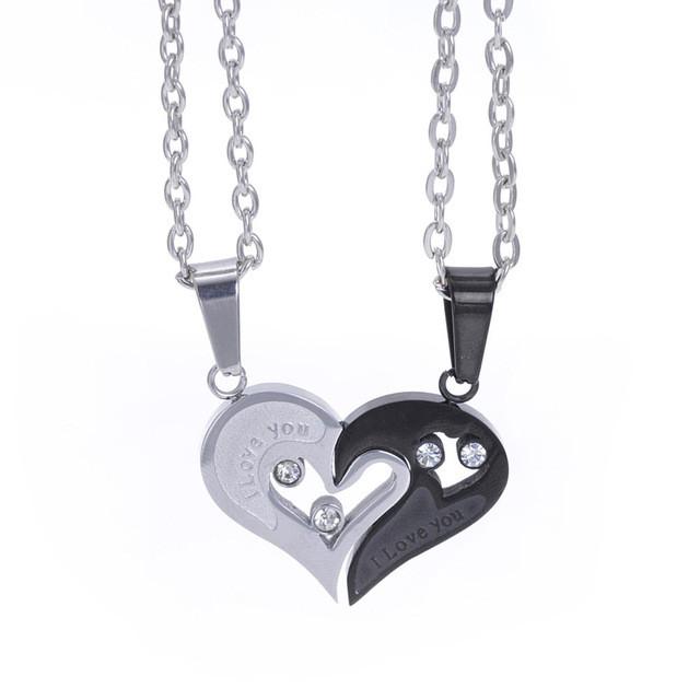 2pcs Matching Lovers' Relationship Stainless Steel Pendant Necklaces For Valentine's Couple Puzzle Necklace Gift For Girlfriend