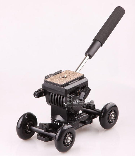 DSLR rig photography dolly + professional fluid tripod head for gopro hero 3  sj4000 & d610 dslr camera photo studio accessories