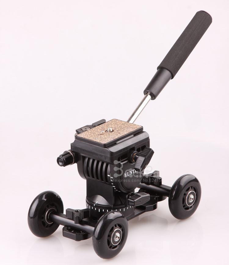 DSLR rig photography dolly + professional fluid tripod head for gopro hero 3  sj4000 & d610 dslr camera photo studio accessories