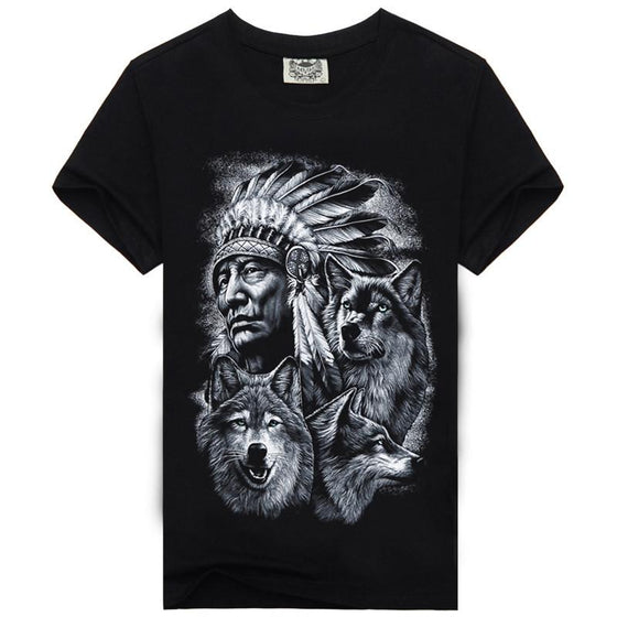 3D Indians Print T shirt