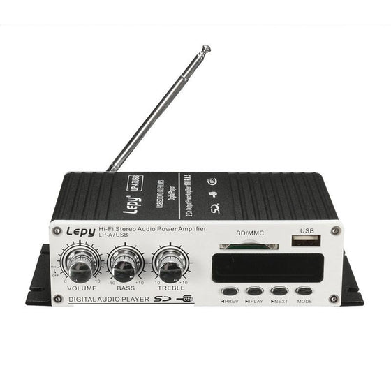 LP-A7 USB Mini Super Bass Stereo Car Amplifier audio Amplifier USB DVD CD with FM MP3 Super Bass Stereo Remote Controller