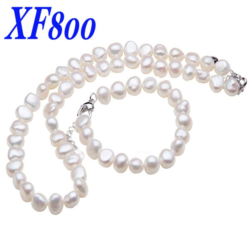 XF800 Fine jewelry Trendy real freshwater pearl jewelry sets  pearl necklace /bracelet  anniversary gift ST23