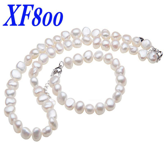 XF800 Fine jewelry Trendy real freshwater pearl jewelry sets  pearl necklace /bracelet  anniversary gift ST23
