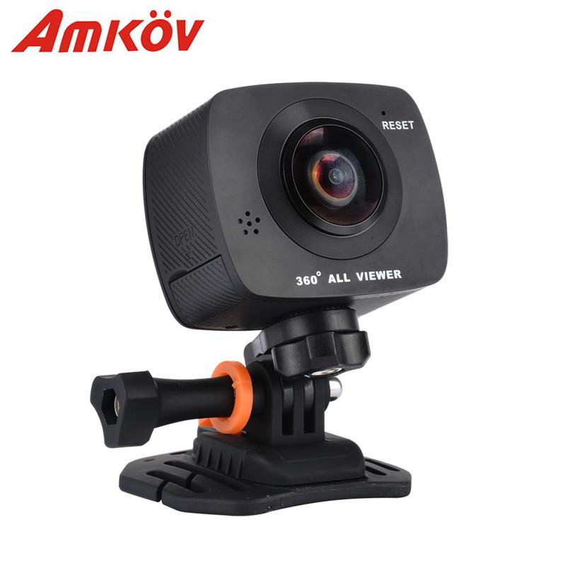 360 Camera AMKOV AMK200S  Action Camera 360*360 Panorama Dual Lens With LCD WiFi Action Sport Camera Support APP Control