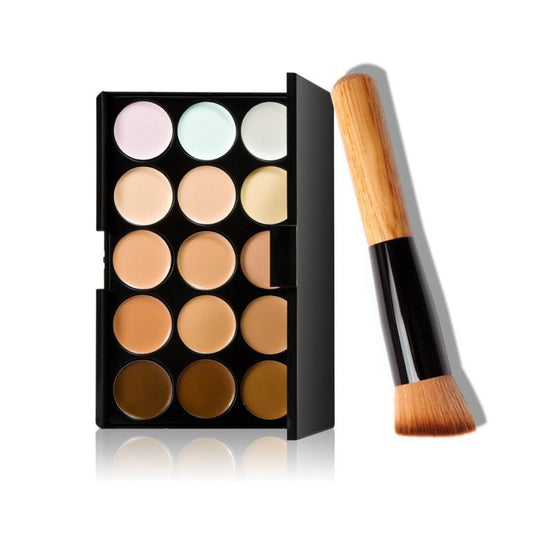 15 Colors Makeup Concealer Contour Palette with Brush