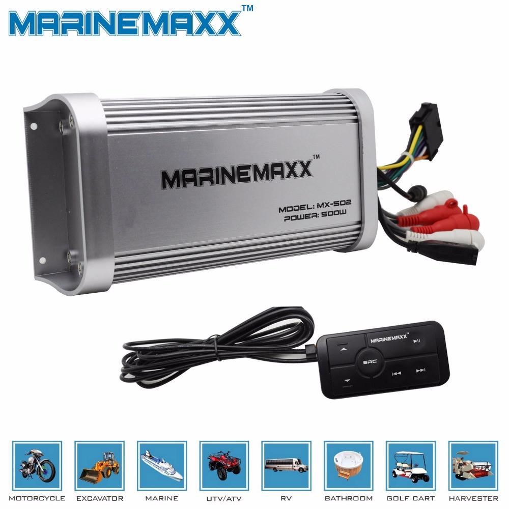 Audio Amplifier 500W Marine Bluetooth Motorcycle Amplifier Home Auto MP3 USB Hi-Fi Stereo Sound System for UTV RV Car ATV Boat