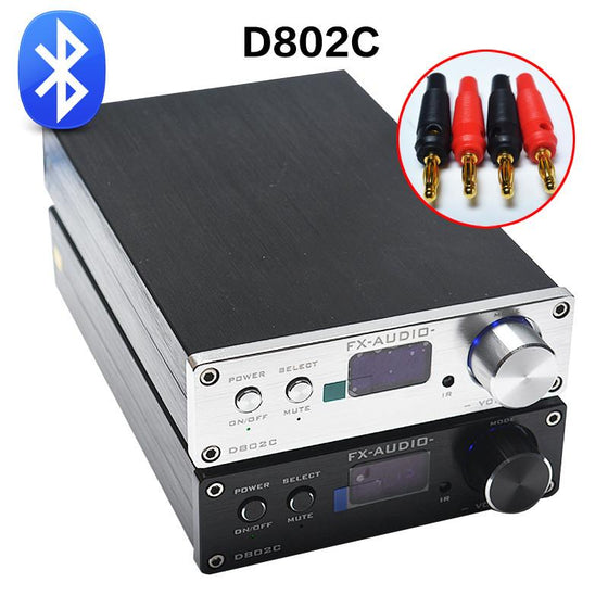 FX-Audio D802C Wireless Bluetooth Version Input USB/AUX/Optical/Coaxial Pure Digital Audio Amplifier 24Bit/192KHz 80W+80W OLED